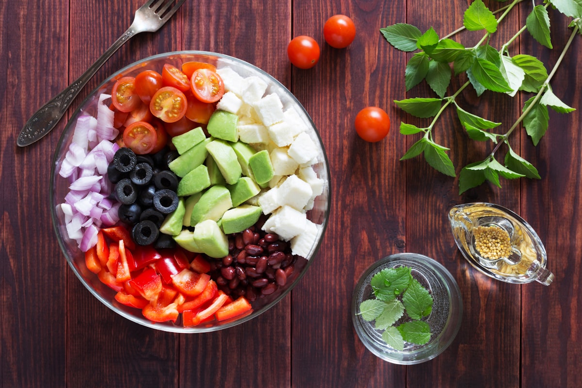 Mediterranean salad with fresh tomatoes and feta cheese